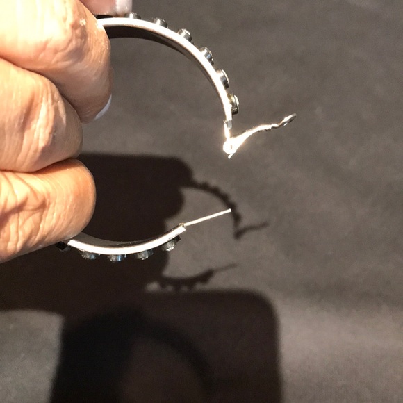 Black studded hoop earrings - Picture 3 of 3